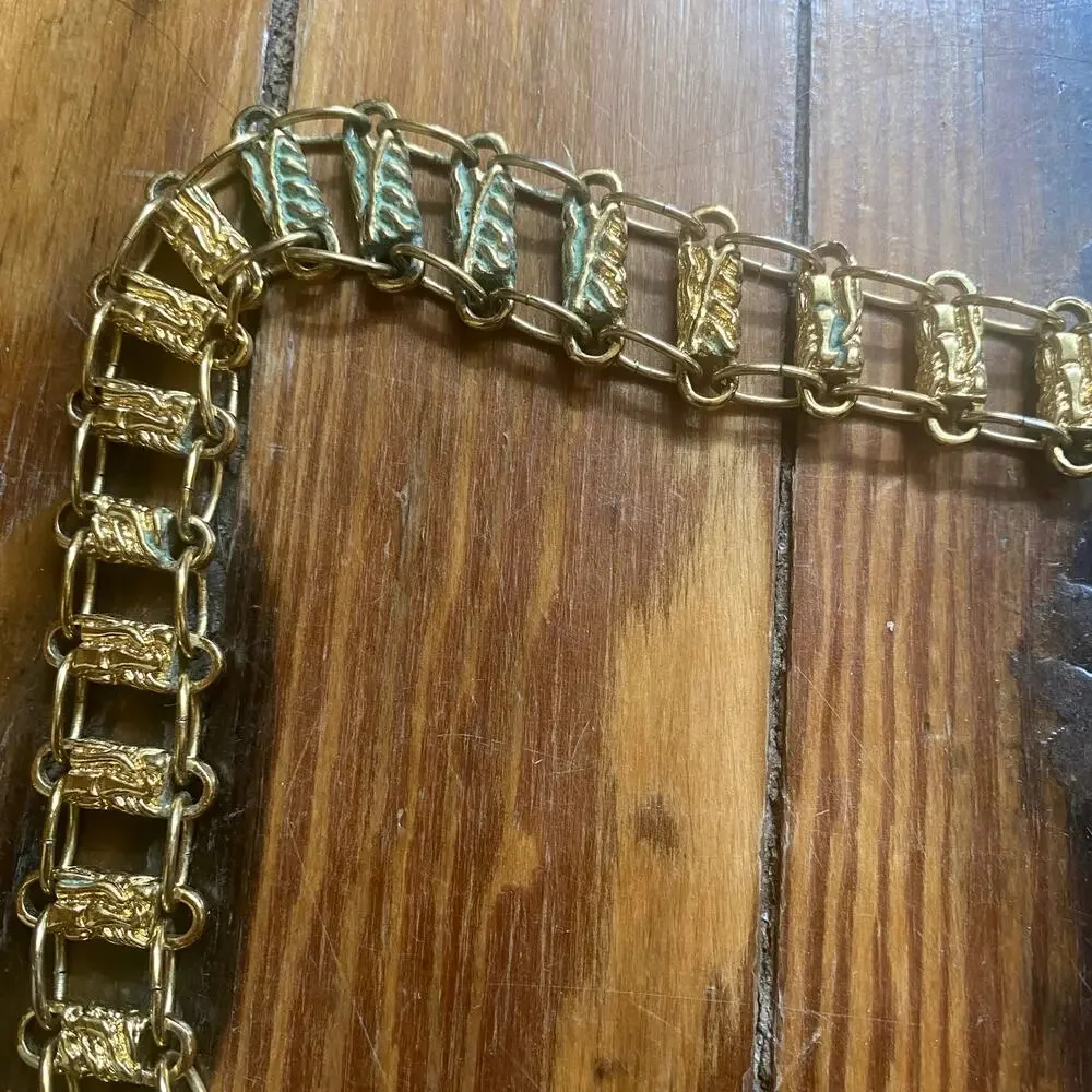 Gold Chain Belt with Black Onyx Stone Charms